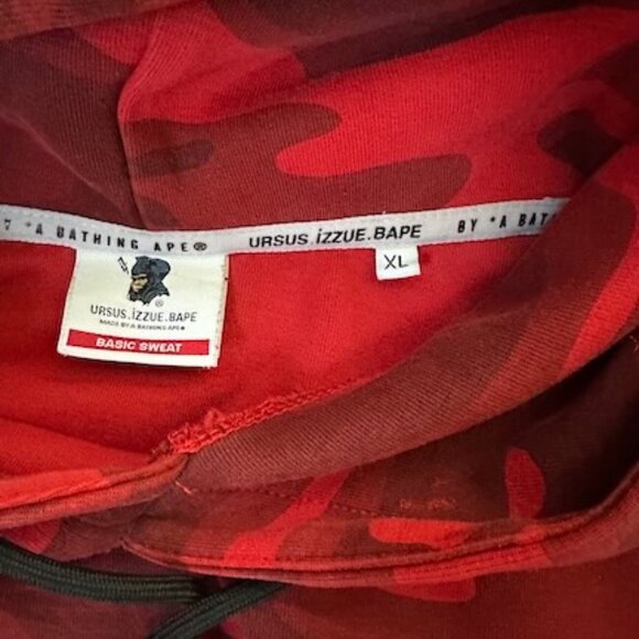 Bathing Ape URSUS IZZUE BAPE Basic Sweat Red Camo Hoodie Full Zip Sz XL - EUC - Picture 9 of 15